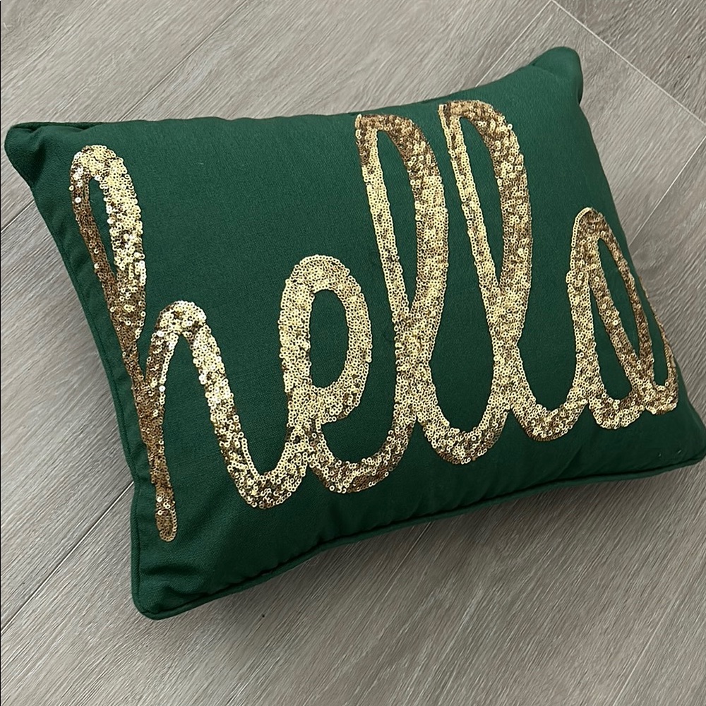 Green and Gold Decorative Pillow
